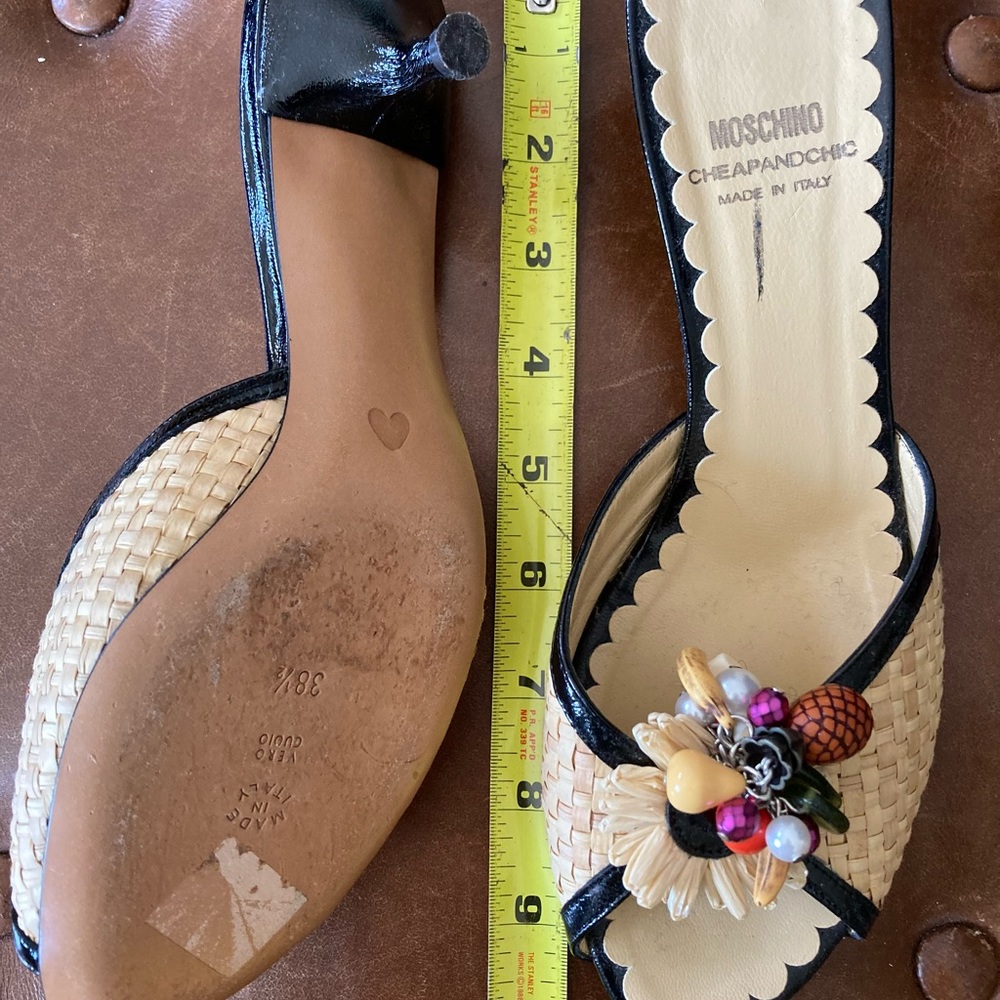 MOSCHINO SZ 38 1/2 Kitten Heel Sandals Made in Italy - Picture 6 of 11